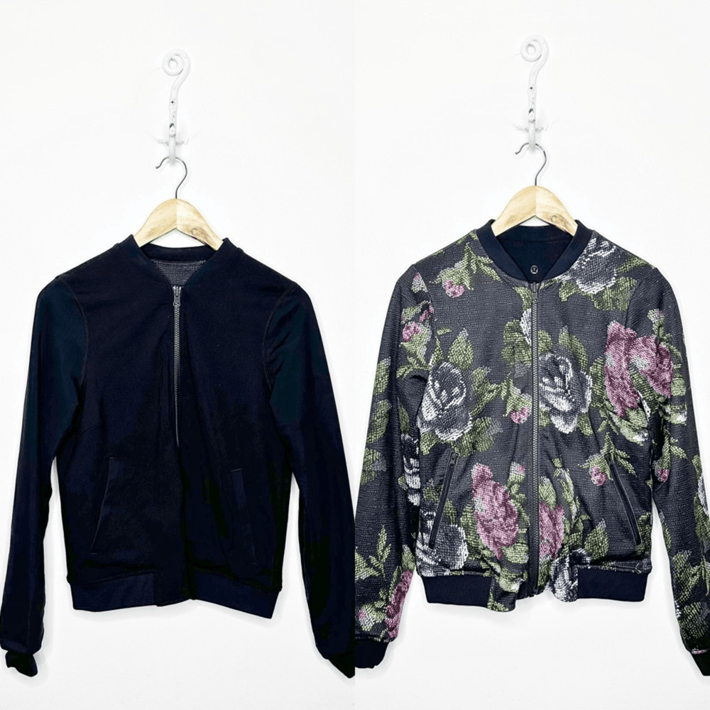 Lululemon Party Bomb Jacket Garden Party Smooth Silver Multi Black womens 2
